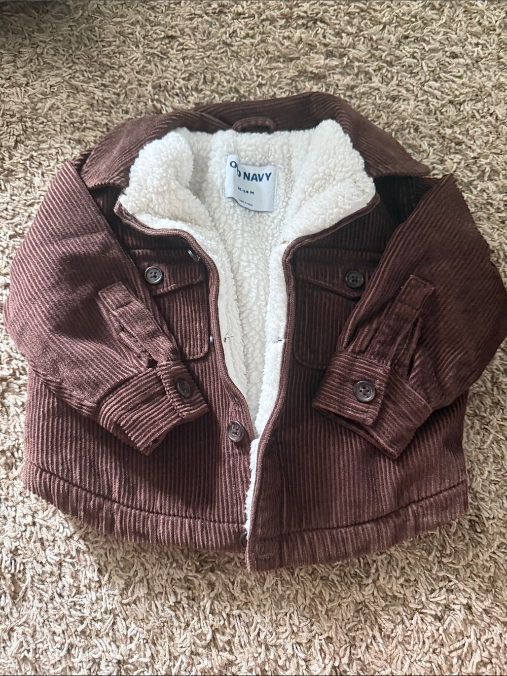 Old Navy Brown Corduroy Jacket with White Sherpa Lining